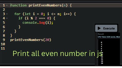 javascript even number|print even numbers in javascript.
